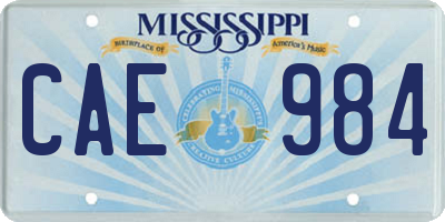 MS license plate CAE984