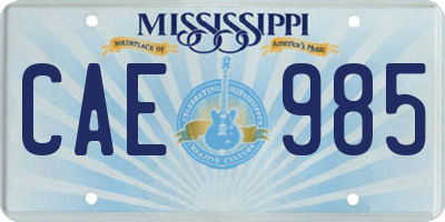 MS license plate CAE985