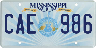 MS license plate CAE986