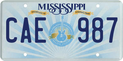 MS license plate CAE987