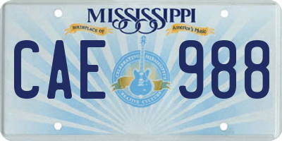MS license plate CAE988