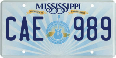 MS license plate CAE989
