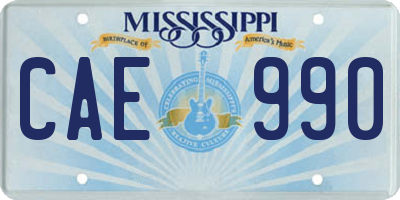 MS license plate CAE990