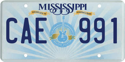 MS license plate CAE991