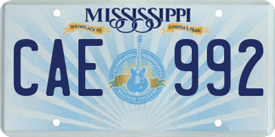 MS license plate CAE992