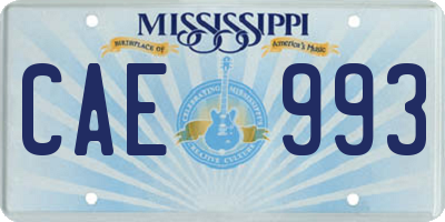 MS license plate CAE993