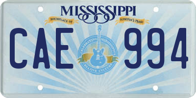 MS license plate CAE994