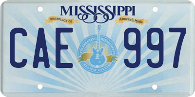 MS license plate CAE997
