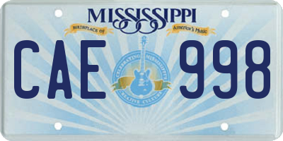 MS license plate CAE998