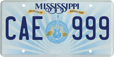 MS license plate CAE999