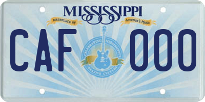 MS license plate CAF000