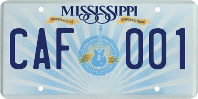 MS license plate CAF001
