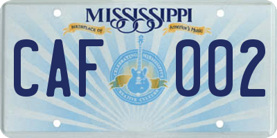 MS license plate CAF002