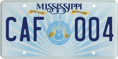 MS license plate CAF004