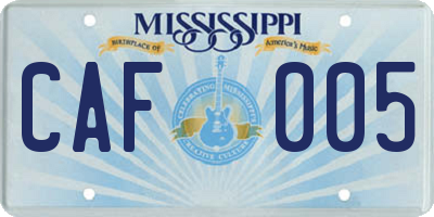 MS license plate CAF005