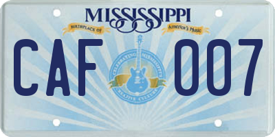 MS license plate CAF007