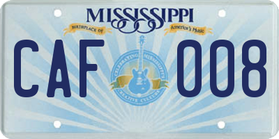 MS license plate CAF008