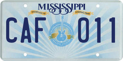 MS license plate CAF011