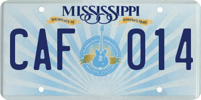 MS license plate CAF014