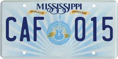 MS license plate CAF015