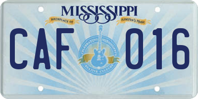 MS license plate CAF016