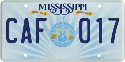 MS license plate CAF017