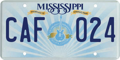 MS license plate CAF024