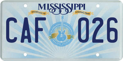 MS license plate CAF026