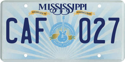 MS license plate CAF027