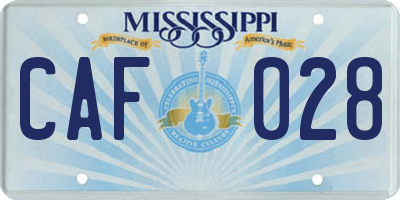 MS license plate CAF028