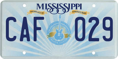 MS license plate CAF029