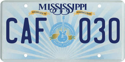 MS license plate CAF030