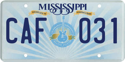 MS license plate CAF031