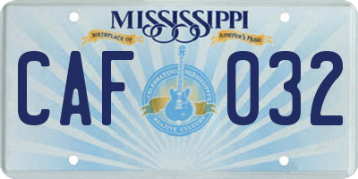 MS license plate CAF032