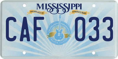 MS license plate CAF033