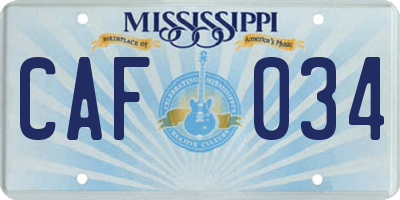 MS license plate CAF034