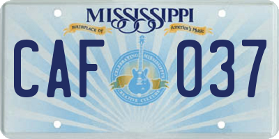 MS license plate CAF037