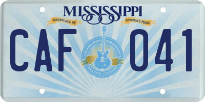 MS license plate CAF041