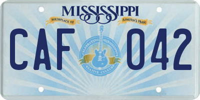 MS license plate CAF042