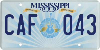 MS license plate CAF043