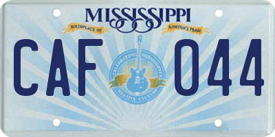 MS license plate CAF044