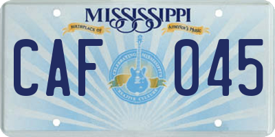 MS license plate CAF045