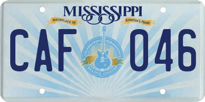 MS license plate CAF046