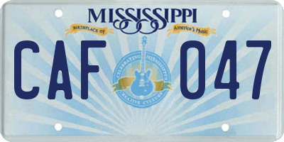 MS license plate CAF047