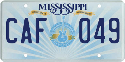 MS license plate CAF049