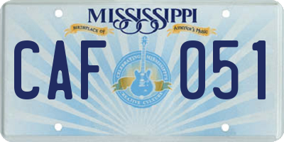 MS license plate CAF051