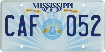 MS license plate CAF052