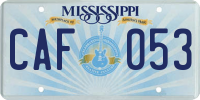MS license plate CAF053