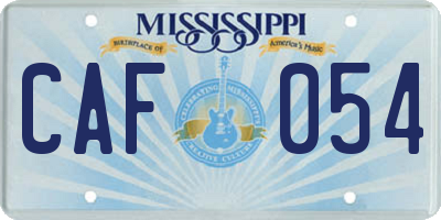 MS license plate CAF054