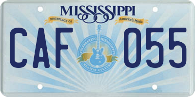 MS license plate CAF055